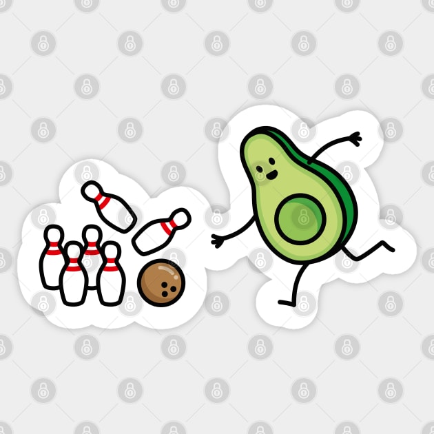 Funny bowling avocado cartoon bowling player gift Sticker by LaundryFactory